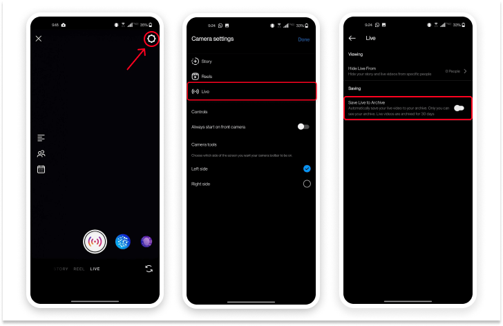 Set Your Live Video Settings